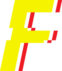 Electrical Glitch Style Alphabet F Yellow Color © Monsters Visual