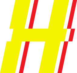 Electrical Glitch Style Alphabet H Yellow Color © Monsters Visual