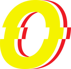 Electrical Glitch Style Alphabet O Yellow Color © Monsters Visual