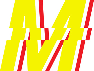 Electrical Glitch Style Alphabet M Yellow Color © Monsters Visual