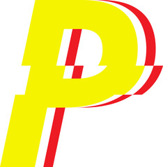Electrical Glitch Style Alphabet P Yellow Color © Monsters Visual
