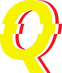Electrical Glitch Style Alphabet Q Yellow Color © Monsters Visual