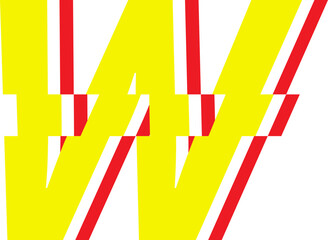 Electrical Glitch Style Alphabet W Yellow Color © Monsters Visual