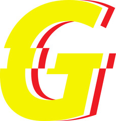 Electrical Glitch Style Alphabet G Yellow Color © Monsters Visual