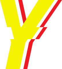 Electrical Glitch Style Alphabet Y Yellow Color © Monsters Visual
