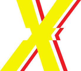 Electrical Glitch Style Alphabet X Yellow Color © Monsters Visual