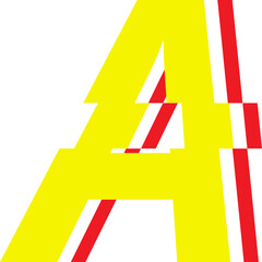 Electrical Glitch Style Alphabet A Yellow Color © Monsters Visual