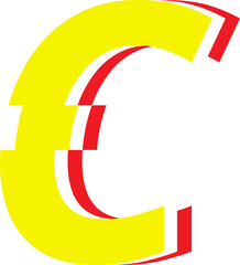 Electrical Glitch Style Alphabet C Yellow Color © Monsters Visual
