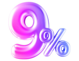 9 percentage discount number gradient 3d render