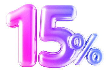 15 percentage discount number gradient 3d render