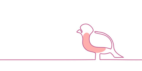 Linear winter drawing single line snowfinch bird winter element wings icon vector illustration vector illustration