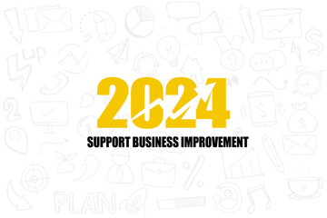 2024 new year goal support business improvement, Business plan, financial plan and strategies. Annual plan and development for achieving goal, achievement and success in 2024. Vector