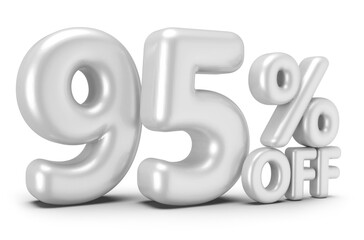 95 percentage off sale discount number white 3d render