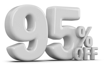 95 percentage off sale discount number white 3d render