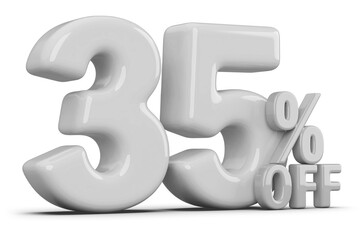 35 percentage off sale discount number white 3d render