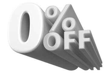 0 percentage off sale discount number white 3d render
