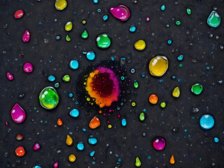 Splash of colorful liquid paint on a black background paint splash on black background