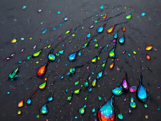 Splash of colorful liquid paint on a black background paint splash on black background