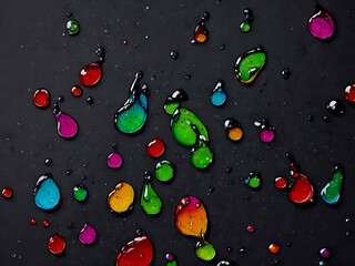 Splash of colorful liquid paint on a black background paint splash on black background