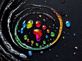 Splash of colorful liquid paint on a black background paint splash on black background