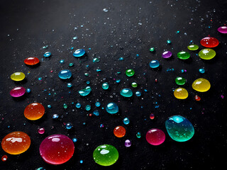 Splash of colorful liquid paint on a black background paint splash on black background