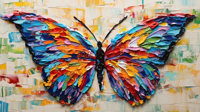 butterfly as mixed media mosaic palette