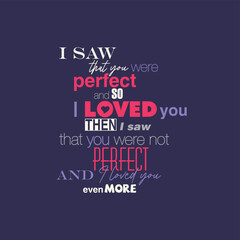 Famous love quotes poster template flat calligraphic texts layout