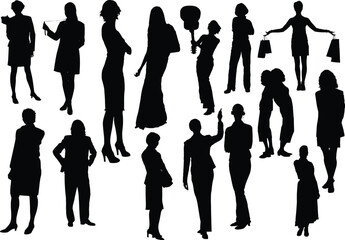 Women silhouettes. Vector illustration - obrazy, fototapety, plakaty