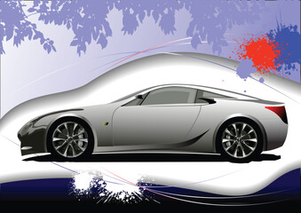 Grunge background with car image. Vector illustration