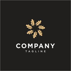 Sun Oak Leaf Logo icon vector template.eps