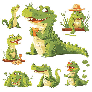 Set Of Crocodile Illustration