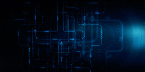 Fototapeta premium 2d illustration Abstract futuristic electronic circuit technology background