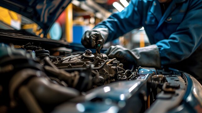 Mec&aacute;nico trabajando en un taller de reparaci&oacute;n de autom&oacute;viles
