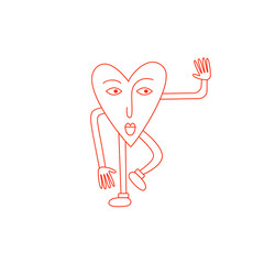 retro bright groovy heart, illustration of playful love hearts for valentine's day in line style