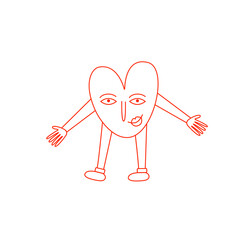 retro bright groovy heart, illustration of playful love hearts for valentine's day in line style