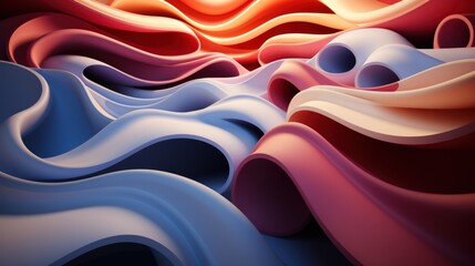 Abstract 3D Rendering with Flowing Liquid Shapes and Curving Lines