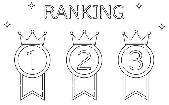 Icon set of ranking medal badges with simple crown, 1st to 3rd place