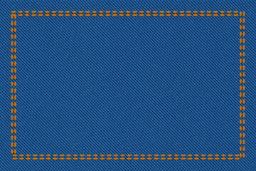 Blue jeans denim fabric texture background realistic illustration. twill fabric pattern. Closeup of cotton jeans textile or denim canvas material with, Blue worn jeans textile pattern