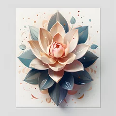 Tuinposter illustration of water lilly © Yi_Studio