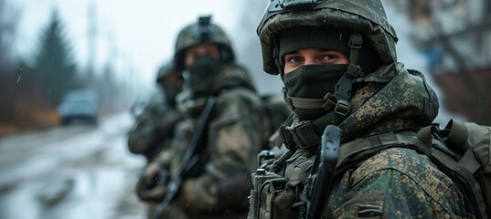 Group of soldier. Generative AI technology.