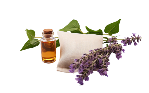 Experience the Dual Benefits of Aromatherapy and Insect Protection with Patchouli Oil Sachet on White or PNG Transparent Background