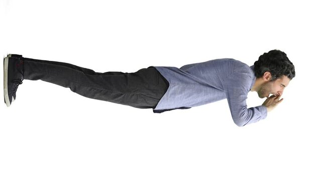 man in full growth. isolated on white background sleepy stretches