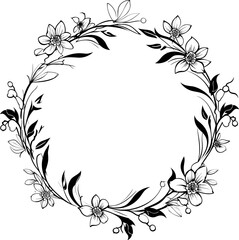 Floral Frame Monochrome Outline