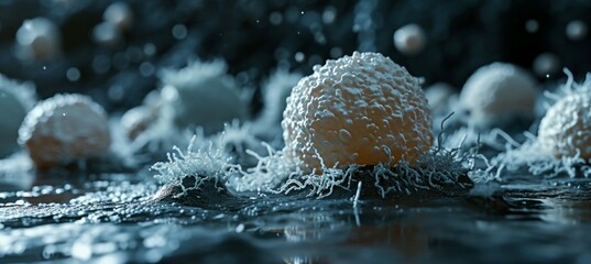Macro shot tumor cell. Generative AI technology. - obrazy, fototapety, plakaty