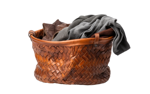 Stylish Men's Leather Jacket Folded Neatly for Sartorial Impact on White or PNG Transparent Background