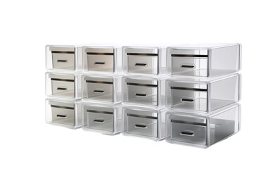 Versatile Plastic Storage Drawers with Transparent Efficiency on White or PNG Transparent Background