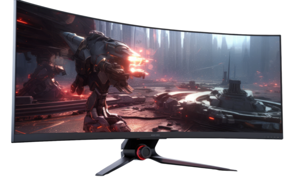 Wide Gaming Monitor with Curved Display for Immersive Play on White or PNG Transparent Background