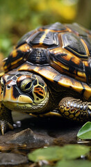portrait of hermann turtoise ( Testudo hermanni ) in natural habitat
