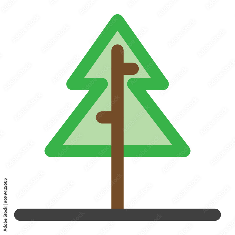 Poster pine tree icon in color style. simple nature vector — pixel-perfect icon.