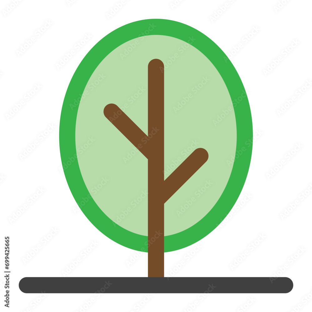 Poster round tree icon in color style. simple nature vector — pixel-perfect icon.
